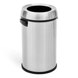 Stainless Steel Swing-Top Trash Can, 17 Gallon / 65 L Round Waste Bin with Side Handles