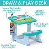 27.9" Delta Children Bluey Draw and Play Desk – Built-In Seat, 10 Markers & 4 Coloring Pages