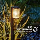 8 Pack Solar Pathway Lights, Stripe-transparent Shade & Tungsten-filament Landscape Lights