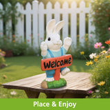 Mainstays 11.5" Welcome Bunny Garden Statue, Resin Easter Rabbit Décor