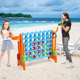 Costway 3-in-1 Giant 4-in-a-Row Game Set with Basketball Hoop and Ring Toss