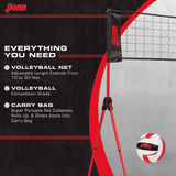 Penn Easy Fit Premium Volleyball Set with 10'–30' Adjustable Net, Ball, Pump