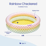 Funsicle 4ft Rainbow Checkered Inflatable Kiddie Pool with Cushioned Base