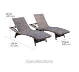 SunVilla Julia Woven Chaise Lounge 2-Pack – Stackable Outdoor Wicker Pool Lounge Chairs with Reclining Backrest