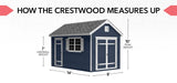 Yardline Crestwood 14' x 8' Wood Storage Shed Kit – Pre-Cut Outdoor Backyard Shed with Floor, Loft & Windows