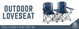 Timber Ridge Outdoor Loveseat Folding Camping Chair with Integrated Center Table