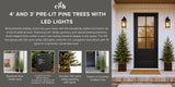 CG Hunter 4' and 3' Pre-Lit Pine Trees with 190 Total Warm White LED Lights