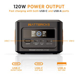 WattBricks Energy 100 Portable Power Station, 100 W Output, 120 W Peak, USB-C