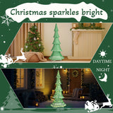 6FT Lighted Christmas Tree Yard Decoration – Pre-Lit Pull-Up Tree with 200 Warm White LEDs