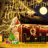 Solar Meteor Shower Icicle Lights, 8 Tubes, 192 LEDs, 11.8" Solar Falling Rain Lights