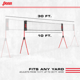 Penn Easy Fit Premium Volleyball Set with 10'–30' Adjustable Net, Ball, Pump
