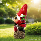 11.4" Solar Hippy Gnome Garden Statue with Guitar, Hand-Painted Resin Outdoor Figurine