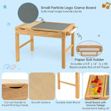 Costway Kids’ Multi-Activity Play Table – Reversible Block Surface, Study Desk, Storage & Paper Roll