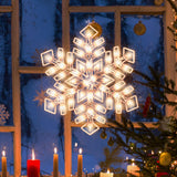 Lighted Double-Sided Snowflake Window Silhouette with 50 Lights, 15 × 13 Inches