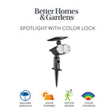 Better Homes & Gardens 600 lm Solar Dual-Head LED Spotlight – Motion Sensor, RGB Lighting & Adjustable Heads