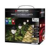 Monster Smart Outdoor Pathway Lights – 4 Pack 90 lm Multicolor Wi-Fi Landscape Lights