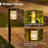 8 Pack Solar Pathway Lights, Stripe-transparent Shade & Tungsten-filament Landscape Lights