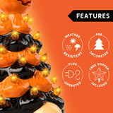 Joyfy 8.5" Ceramic Halloween Gnome Tree with LED Pumpkin Lanterns Decor