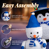 Lighted Snowman & Penguin Outdoor Christmas Decoration with 100 Warm White LED Lights