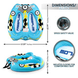 SereneLife 2-Person Inflatable Towable Booster Tube for Boating, Dual Cockpit Seats