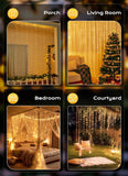 9.8 ft. × 9.8 ft. Warm White LED Curtain Lights – 300 LEDs, USB Power & Remote