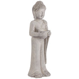 32" Standing Buddha Garden Statue, Gray Faux Stone Resin Zen Sculpture