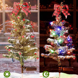 20 LED Outdoor Solar Christmas Tree Stake Light with Snow Flocked Tree