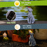 Solar Dog Garden Statue with Butterfly, Outdoor Resin Dog Figurine with Warm LED Light