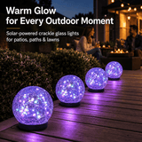 4-Pack 5" Solar Cracked Glass Globe Lights – 30 LEDs, IP65 Outdoor Garden Lighting, Yellow or Purple