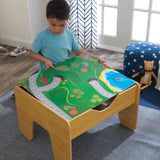225-Piece KidKraft Reversible Wooden Activity Table – Building Brick Board, Train Set & Storage