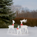 2.4FT Lighted Tinsel Christmas Reindeer Family – 3-Piece Set with 110 Warm White LEDs