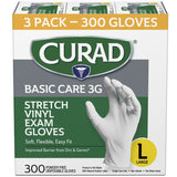 Curad Basic Care 3G Vinyl Exam Gloves, 300 Count