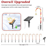 12-Pack Solar Christmas Candy Cane Pathway Lights, Outdoor Stake Lights with Star Decorations