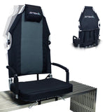 SitBax Padded Bleacher Seat with 360° Swivel, Reclining Backrest, Head Pillow & Backpack Straps – Portable Stadium Chair for Bleachers, Sports Events & Outdoor Seating