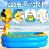 Inflatable Dinosaur Kiddie Pool with Sprinkler, 67" x 41" x 32" Kids Splash Pool & Water Play Center