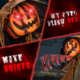 6 Ft Pumpkin Man Animated Halloween Animatronic, Moving Head LED Jack-o'-Lantern