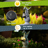 11.81" Solar Dragon on Crystal Ball Statue, Resin Garden Figurine with LED Lantern