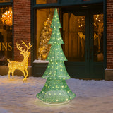 6FT Lighted Christmas Tree Yard Decoration – Pre-Lit Pull-Up Tree with 200 Warm White LEDs