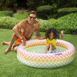 Funsicle 4ft Rainbow Checkered Inflatable Kiddie Pool with Cushioned Base
