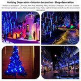 30 cm LED Meteor Shower Rain Lights, 8 Tubes, 192 LEDs, Falling Snow Christmas String Lights