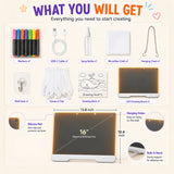 16" LED Drawing Board with 10 Color Modes, 9 Brightness Levels & Rechargeable Battery