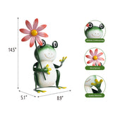 Mainstays Metal Frog Garden Statue with Flower, Hand-Painted Outdoor Garden Décor