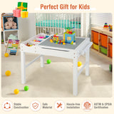 Costway Kids’ Multi-Activity Play Table – Reversible Block Surface, Study Desk, Storage & Paper Roll