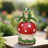 Mainstays 10.5" H Leaping Frog Garden Statue, Resin Frog & Mushroom Yard Décor