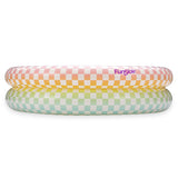 Funsicle 4ft Rainbow Checkered Inflatable Kiddie Pool with Cushioned Base