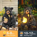 Gigalumi Solar Mother & Child Bear Garden Statue with LED Lights, Resin Bear Décor