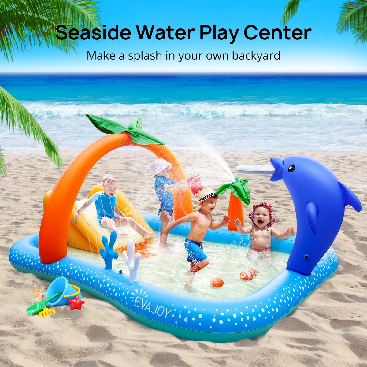 Sable Inflatable Pool, 95 x 75 x 40in Rectangular Swimming Pool for T ...
