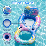 Tropical Inflatable Swim Ring Pool Float with Mesh Seat