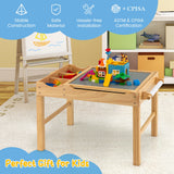 Costway Kids’ Multi-Activity Play Table – Reversible Block Surface, Study Desk, Storage & Paper Roll