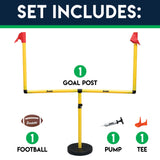 Franklin Sports Go Pro Youth Football Goal Post Set with Mini Football, Kicking Tee and Pump